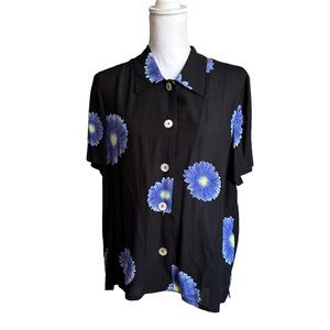 Jessica Howard Floral Button Down Short Sleeve Top Size 14P